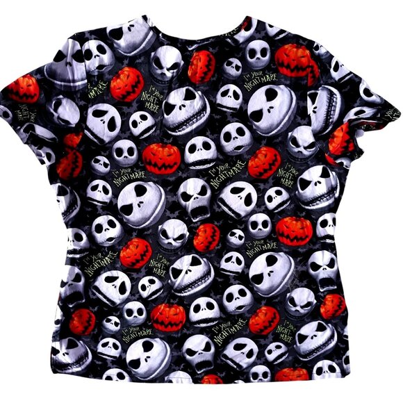 Disney Nightmare Before Christmas Scrub Top L Jack Skellington Halloween Pumpkin - Picture 4 of 9